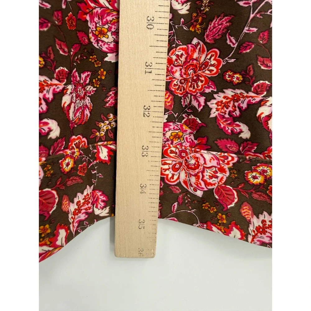 Jude Connally Dress Womens Medium Brown Pink Floral Sleeveless V-Neck Shift